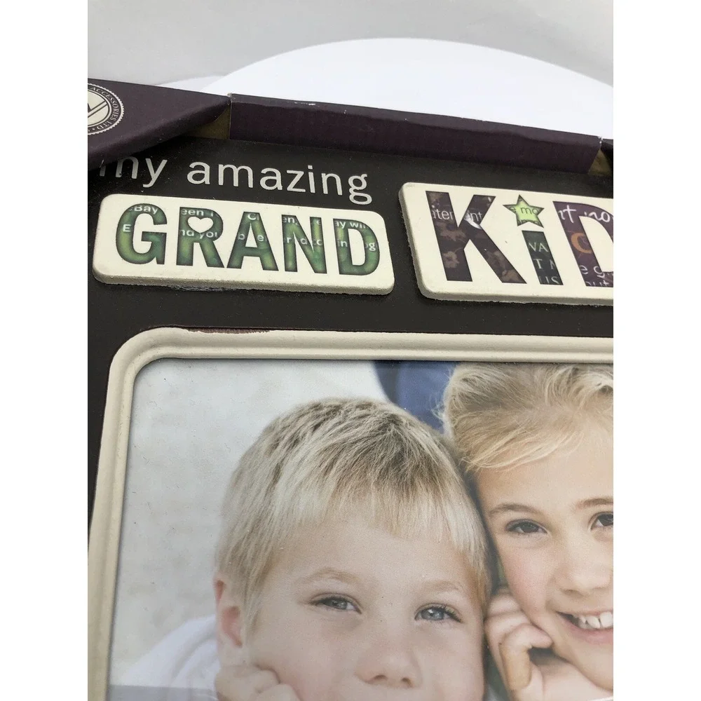 My Amazing Grandkids Picture Frame New NIB Holds 4x6 Picture Heavy Ceramic Frame